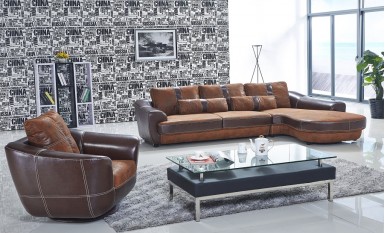 Suede/Leather Sofa Lounge Set